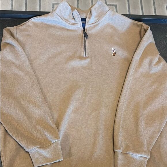 U.S. Polo Assn. Men's Tan Quarter Zip Sweater size 3XL - Picture 1 of 8